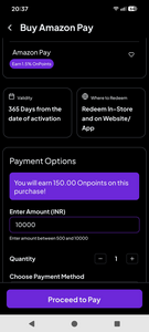 amazon pay @ 1.5% discount on Onpoint