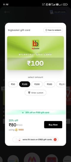 Cred:100Big basket gc at 80 (user specific)