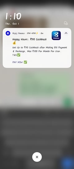 Bajaj upi happy hours, get upto 10 on 100 billpay