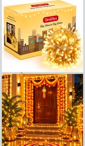 DesiDiya® 35 Feet Long LED Power Pixel Serial String Light, 360 Degree Light in Bulb | Copper Led Pixel String Light for Home Decoration,Diwali,Christmas(Warm White) Pack of 1