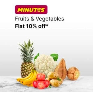 Extra 10% off on fruits and vegetables - Flipkart Minutes