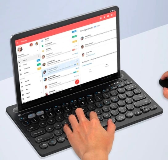 Portronics POR 2192 Bluetooth, Wireless Handheld Laptop Keyboard Compatible with Desktop, Laptop, Mac with Tablet/Smartphone holder 12 inch wide & On/Off switch,Compact Tenkeyless on Flipkart
