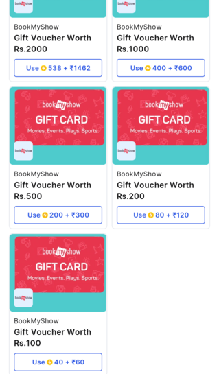 Flipkart - BookMyShow gift card at 40% off & Decathlon at 45% discountat using Supercoins