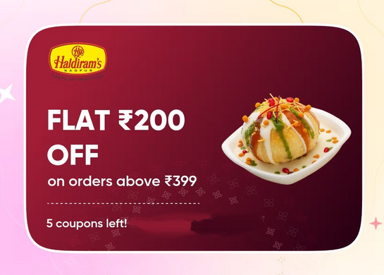 Swiggy - Gift 200 off coupon to your loved ones from Haldiram (order above 399)