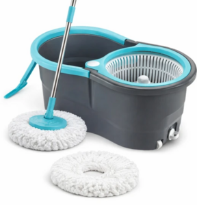 ELINOR PLASTIC SPINNER BUCKET MOP 360 REVOLVING CLEANING MOP WITH 2 MICROFIBER REFILL Mop Set (Pack of 2)