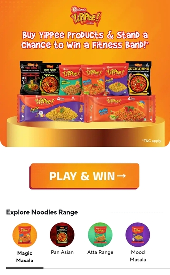 Zepto - Yippee Catch The Ingredients & Unlock Coupon (Flat 40 off on Yippee order above 199) | Chance to win Fitness Band