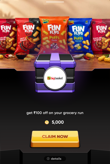 Cred x Bigbasket - 100 off on groceries (No MOV)