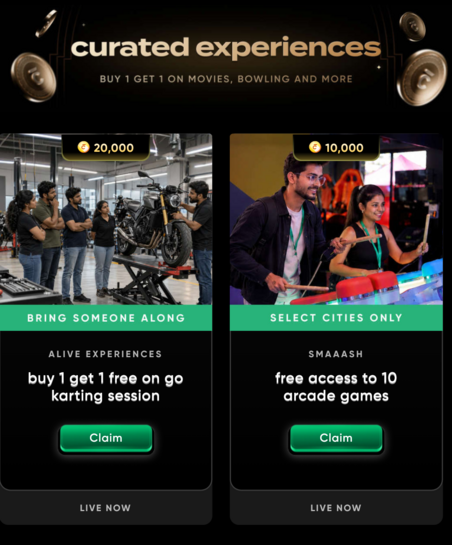 Click to enlarge CRED - Curated Experiences (Free access to 10 arcade games & Buy 1 Get 1 free on go carting session)