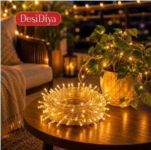 DesiDiya String LED Rice Light | Gold | 12 M