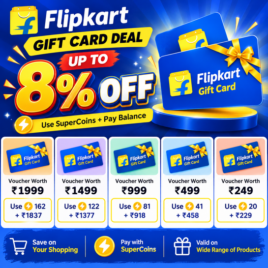 Flipkart Gift card @8% off using Supercoin