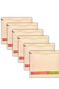 Gritty Cotton Canvas Saree Bag Big Size Single (16x14 Inch) with Zip Closure for Clothes Bags and Wardrobe Organizer with Transparent Mesh Window, Beige (PACK OF 6)
