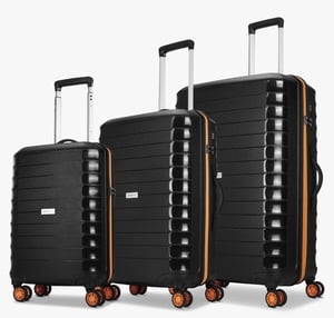 Aristocrat Altitude Set of 3 (Cabin+Medium+Large) Trolley Bags, Black