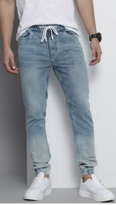 Click to enlarge The Indian Garage Co. Men Jogger Fit Mid Rise Blue Jeans
