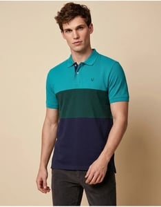 Click to enlarge Allen solly Men Colorblock Polo Neck (M)