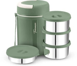 Trueware GRUB 4 Insulated Hot Lunch Box With 3 SS Container (1100 ml)