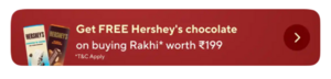 FREE Hershey's chocolate on buying Rakhi