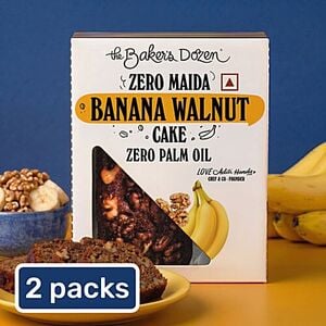 The Baker's Dozen Zero Maida Banana Walnut Cake - [ 2x150 g ]