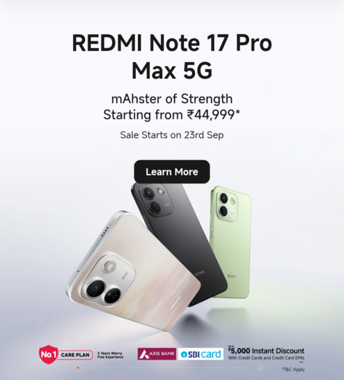 Sale on 23rd Sept : Redmi Note 17 Pro Max 5G Mobile