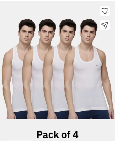 Click to enlarge Dollar Pack of 4 Dollar Lehar Men Combed Cotton Round Neck Vest