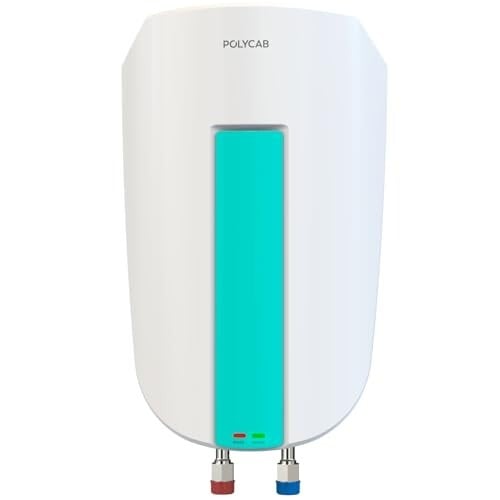 POLYCAB Intenso 5 litre, 3 KW Electric Instant Geyser (Water Heater) For Home & Kitchen | Efficient Heating Element | Enhanced Safety Measures| 5 years tank & 2 years product warrantyWhite