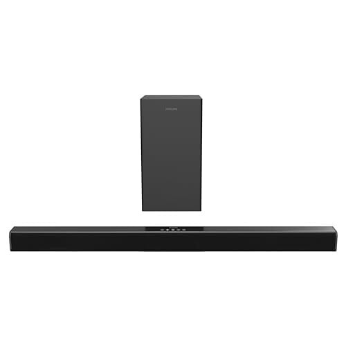Click to enlarge PHILIPS Audio TAB4218/94 2.1 Channel 120W Bluetooth Soundbar with RiChannel Bass, 3 EQ Modes, Multi-Connectivity Option with Supporting USB, HDMI(ARC), Optical, Coaxial & Aux-in (Black)