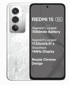 ₹22,099 | Redmi 15 5G (8GB+128GB) Frosted White | 5G Powerhouse at a Solid Price