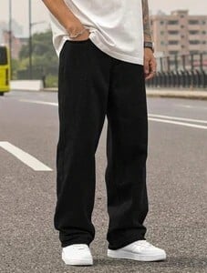 Click to enlarge LEVORCE Loose Fit Men Black Jeans