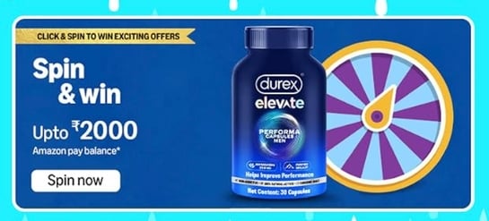 Amazon Funzone Durex Spin and Win upto Rs 2000