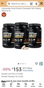 Carbamide Forte Protein Chewable 300 Tablets (Pack of 3)