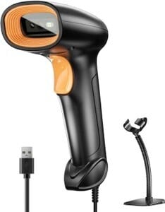 HIROBOT HS-22 Wired 2D/1D Barcode Scanner with Stand-Orange