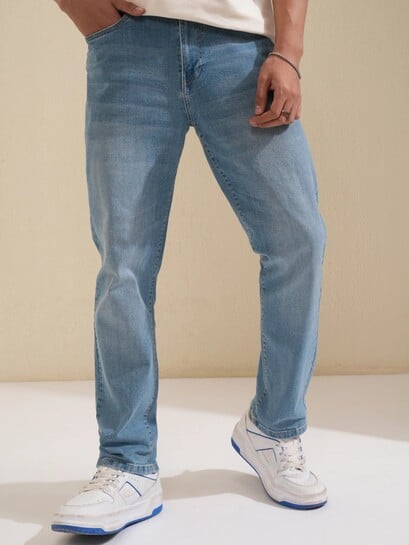 HIGHLANDER Men Straight Fit Mid Rise Blue Jeans