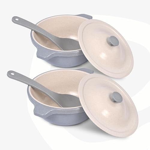 Eha Earth Friendly Serving Bowls with Lid (Set of 2 - 1250 ml Each, Azure)