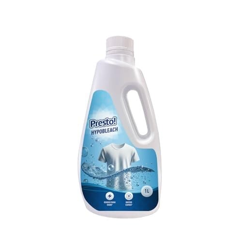 Click to enlarge Amazon Brand - Presto! Hypobleach 1L | Fabric Whitener | Detergent Add-On Liquid | Effective Stain Remover | Brightens & Whitens Whites