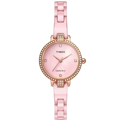 Click to enlarge TIMEX Womens 28 mm Mother of Pearl Pink Dial Ceramic Bracelet Analogue Watch - TWEL15701 (WTITWEL15701, Not assigned, Not assigned)