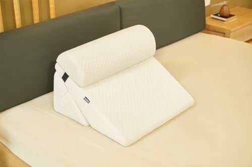 CareFoam Memory Foam Wedge Pillow for Bed with Adjustable Headrest | 2 Years Warranty | 20 x 20 x 12 Inch | Orthopedic Back Support Cushion for Acid Reflux GERD Snoring Reading Sleeping Leg....