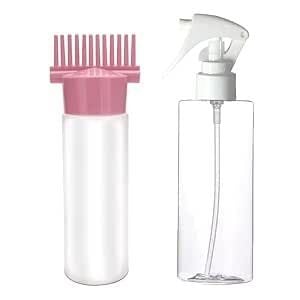 TEMPERIA Set of Hair Oil & Serum Applicator Comb Bottle for Scalp and Massager with Water Spray Bottle - Empty Dispenser Tool Applier for Head Oiling & Applying and Salon Hair Sprayer Bottle for Mist