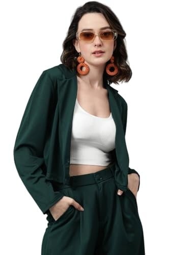 KOTTY Women's Solid Single Breasted Casual Blazer