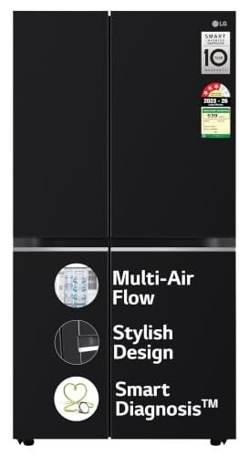 LG 655 L, 3 Star, Frost Free Smart Inverter Double Door Side by Side Refrigerator (GL-B257HWBY, Western Black, Express Freezing | Multi Air-Flow)