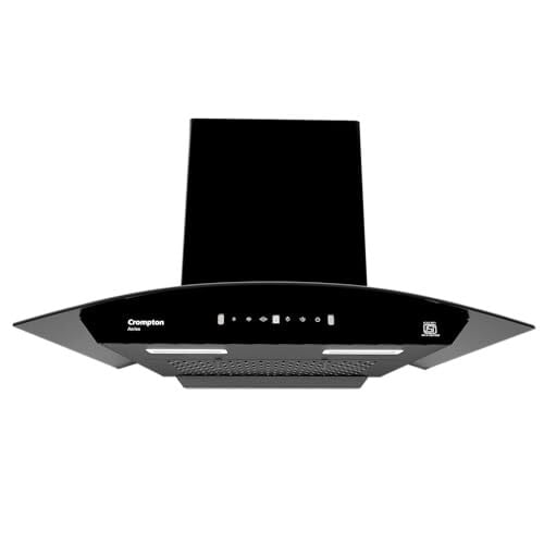 Crompton Aeries Curved 60cm 1280m3 /hr Kitchen Curved Chimney | Filterless Thermal Autoclean | Gesture Control | Built In Oil Collector | 7 Yrs Motor & 1 Yr Overall Warranty