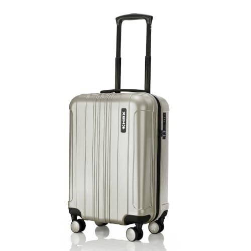 Click to enlarge HRX Force Cabin Size Silver Polycarbonate Hard Shell Suitcase - Premium Travel Trolley Bag with 8 Spinner Wheels, Number Lock & Water Resistant Body