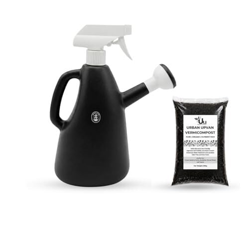 Urban Upvan Watering Can 1L (Multicolor) with 500g Vermicompost | Plastic Garden Water Can with Sprinkler Spout | Lightweight, Durable, Ergonomic Handle | Indoor Outdoor Plant Care