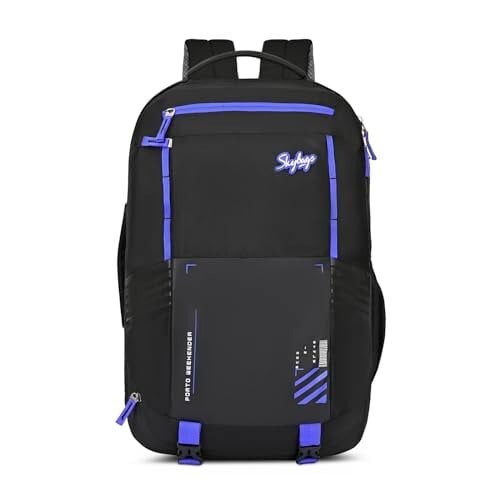 Skybags Porto Spacious 40L Weekender Backpack, 2 Compartments, Black-Blue