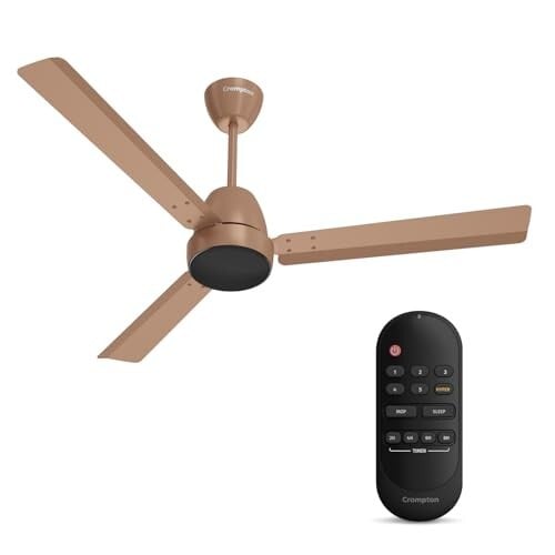 Crompton Energion Nucleoid 1200mm BLDC Ceiling Fan | Remote Control | BEE 5 Star Rated | Upto 60% Energy Efficient | 24 Watt | High Air Delivery | Low Noise | 4 Years Brand Warranty | Gilded Beige