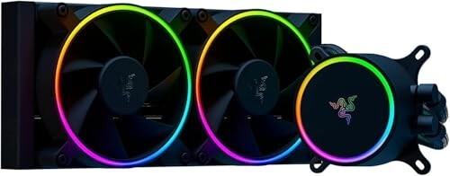 Razer Hanbo Chroma RGB All-In-One Liquid Cooler aRGB Pump Cap: Ultimate AIO Design - Quiet, aRGB Fans - Silent, Liquid Cooling - PWM Fan Controller Support - RGB Chroma aRGB - 240MM-RC21-017...