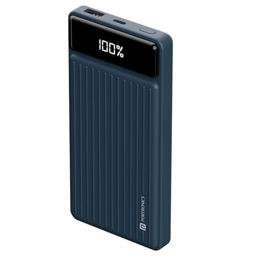 Portronics Luxcell B 10K 10000 mAh 22.5W Fast Charging Power Bank, Ultra Slim Power Bank with Mach USB-A Output(Dark Blue)