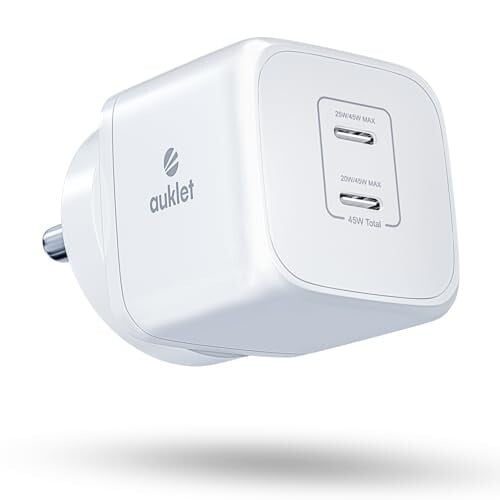 45W GaN Fast Wall Charger, with PD & PPS Support, USB 2C, 1A Port, BIS Certified,Compatible with All iPhones, iPads, Samsung Galaxy, Smartwatch and All Android Mobiles,White