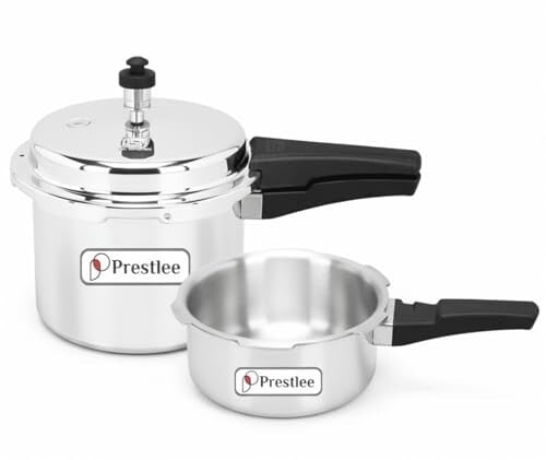 Prestlee 2L & 3L Aluminium Pressure Cooker Combo Outer Lid Non Induction
