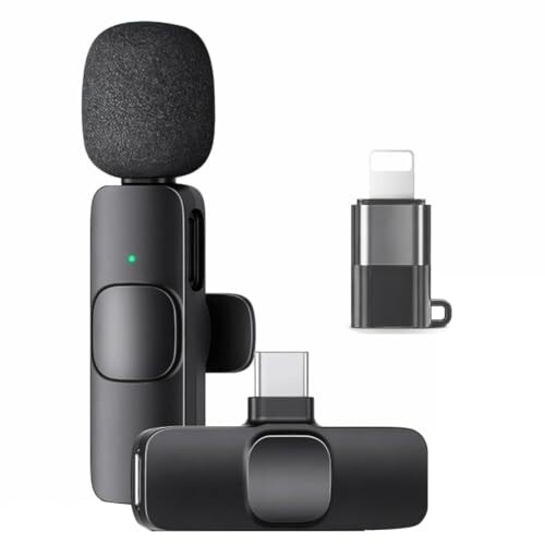 Kratos KMW01 Wireless Mic, Mic Wireless for YouTube & Video Recording, Mic with 3-Level Noise Reduction, LED Indicator, Type-C and for iPhone Plug & Play Connectors, Single Channel Microphon...