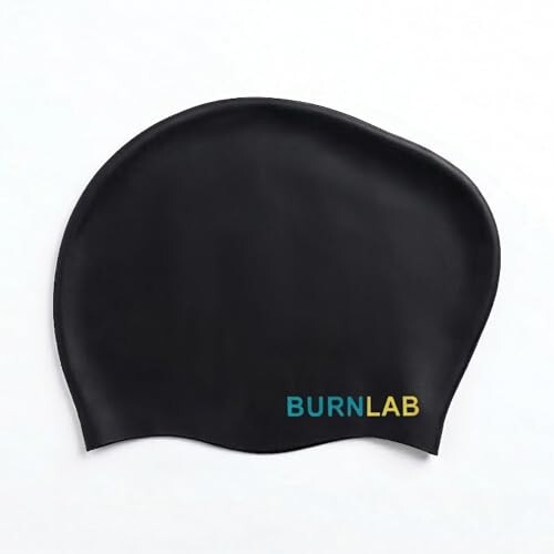 Burnlab Silicone Swimming Cap for Long Hair, Comfortable Fit for Pool Use, Adult (Black)