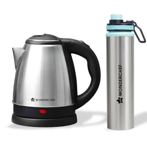 Wonderchef Acura Stainless-steel Kettle 1.5L + Sippy Stainless-steel Bottle, Rapid Water Boiling in 4 Mins, Auto Shut-off, Gift Combo for Diwali and Festivals, Housewarming | 1-Year Warranty...